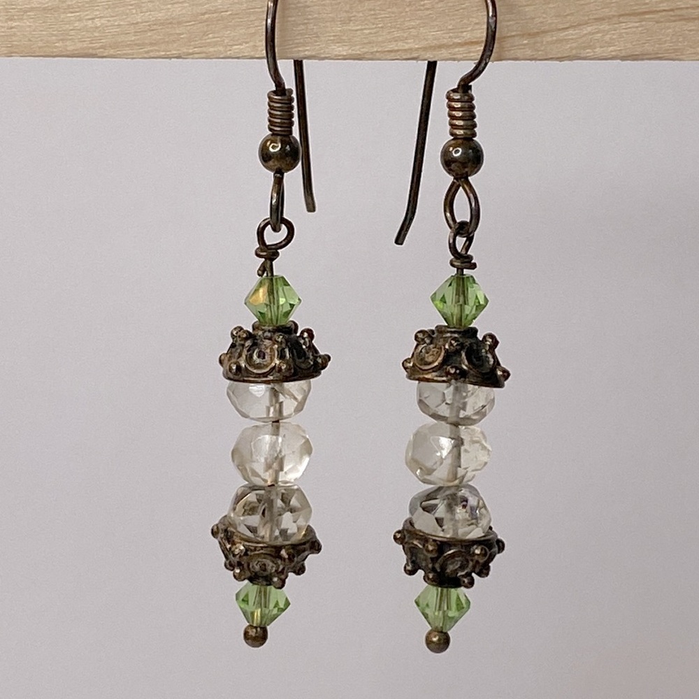 Faceted Citrine Swarovski crystals sterling silver dangle earrings